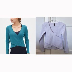 GapFit Breathe Faux Wrap Top (Pastel purple, XS)